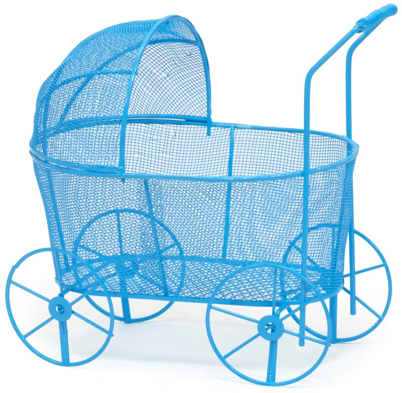 Red Co. Adorable Baby Shower Centerpiece, Decorative Stroller Carriage Basket, Blue, 8-inch - Image 3
