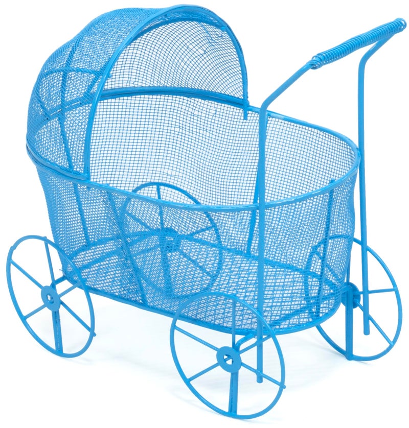 Red Co. Adorable Baby Shower Centerpiece, Decorative Stroller Carriage Basket, Blue, 8-inch - Image 1