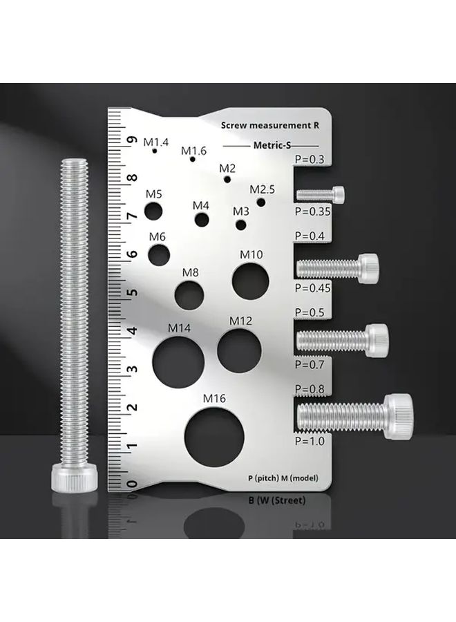 Silver Metal Screw Bolt Measuring Caliper Thread Size Gauge Durable Portable Ruler - Image 5