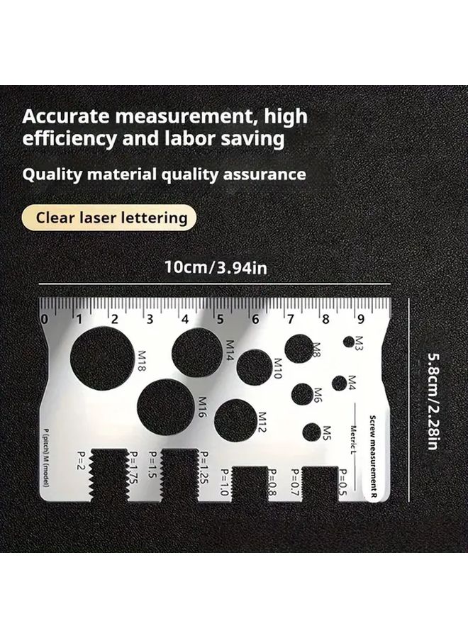 Silver Metal Screw Bolt Measuring Caliper Thread Size Gauge Durable Portable Ruler - Image 2