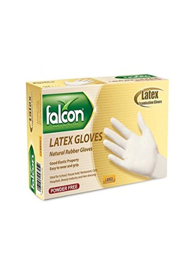 Falcon Latex Gloves (Large) Powder Free - 100 Pieces - Image 1