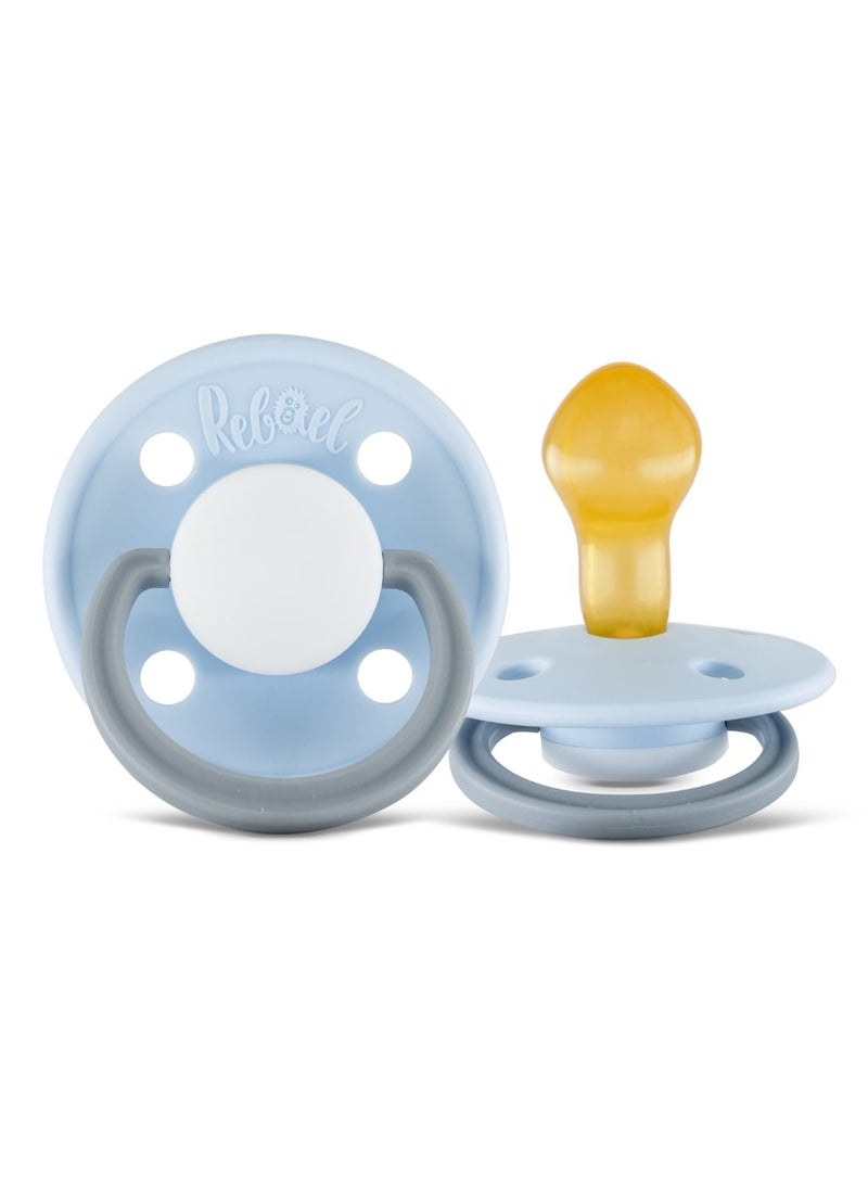 Rebael Fashion Natural Rubber Round Pacifier Size 2 - Baby 6M+ (2-pack) - Stormy Pearly Elephant/ Cold White Pony - Image 3