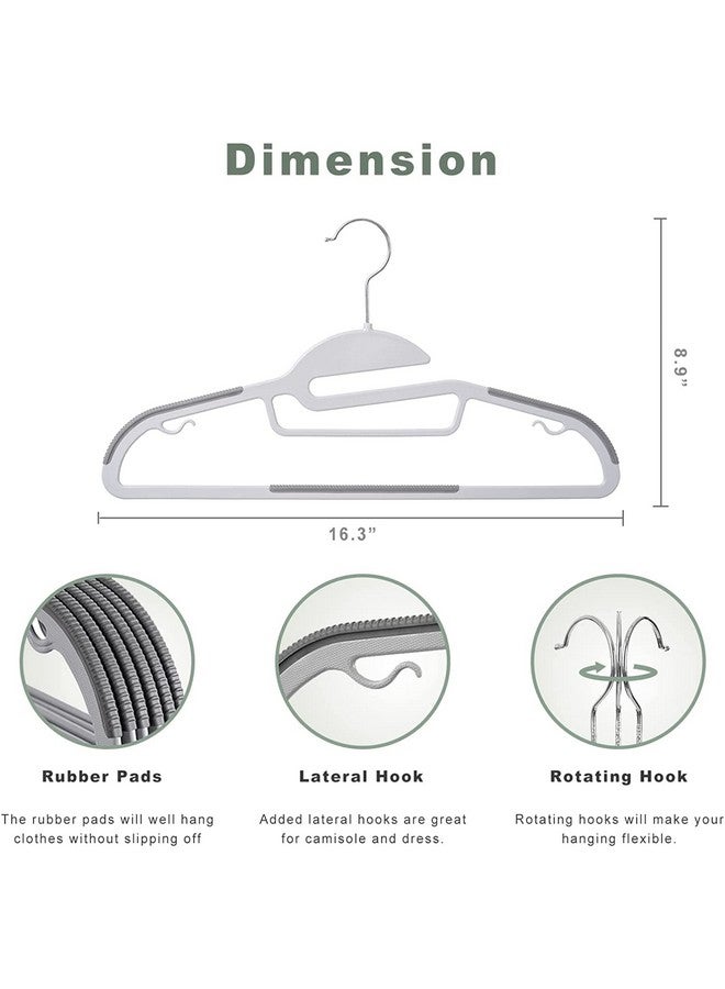 ZEPOLI Plastic Clothes Hangers ZEPOLI Space Saving Clothes Hangers, Plastic Hangers with Non-Slip Pads Clothes, Suit Hangers Heavy Duty Coat, Underwear, Pants, Shirts (20 Pack, S Shape White & Grey) - Image 2