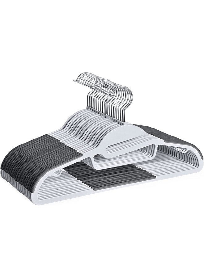 ZEPOLI Plastic Clothes Hangers ZEPOLI Space Saving Clothes Hangers, Plastic Hangers with Non-Slip Pads Clothes, Suit Hangers Heavy Duty Coat, Underwear, Pants, Shirts (20 Pack, S Shape White & Grey) - Image 1