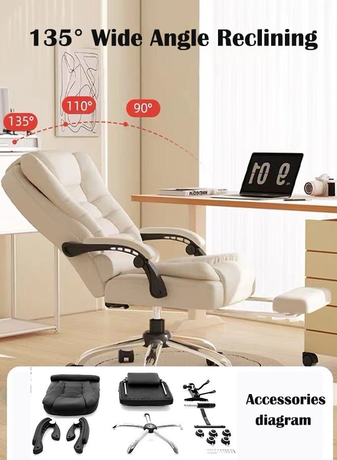 Office Chair Executive Office Chair PU Leather Massage Chair Boss Chair High Back Gaming Chair with Footrest Computer Chair Lift and Swivel for Home and Office - Image 5