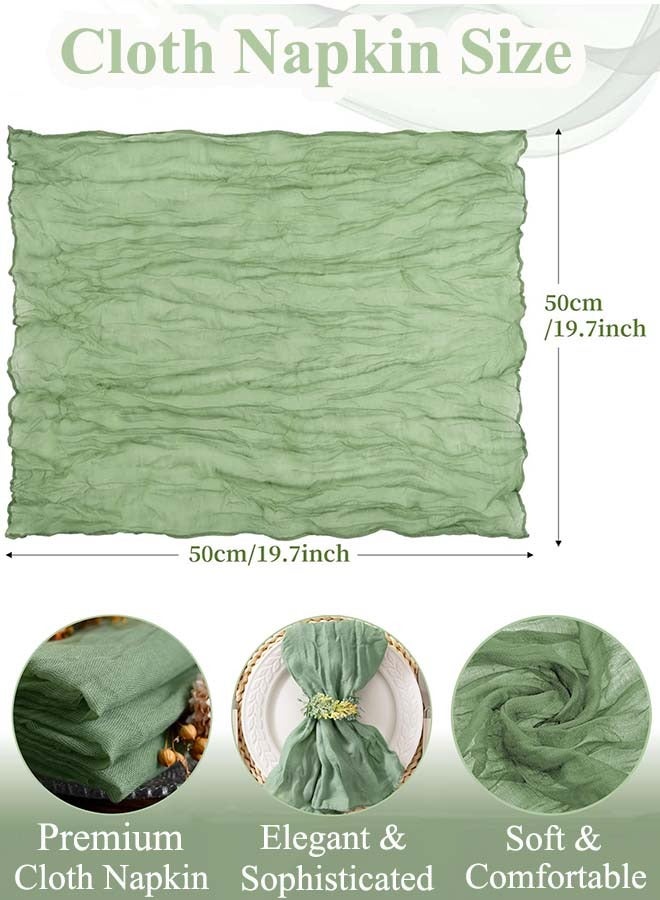YIM-VIBEHAUS 6 Pieces Cloth Napkins, 20x20 Inch Gauze Napkins, Soft Boho Table Napkins Rustic Wrinkled CheeseCloth Napkins for Wedding Party, Reception, Bridal Shower, Table Decor (Green) - Image 2