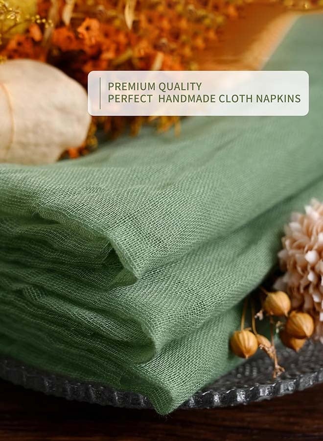 YIM-VIBEHAUS 6 Pieces Cloth Napkins, 20x20 Inch Gauze Napkins, Soft Boho Table Napkins Rustic Wrinkled CheeseCloth Napkins for Wedding Party, Reception, Bridal Shower, Table Decor (Green) - Image 3