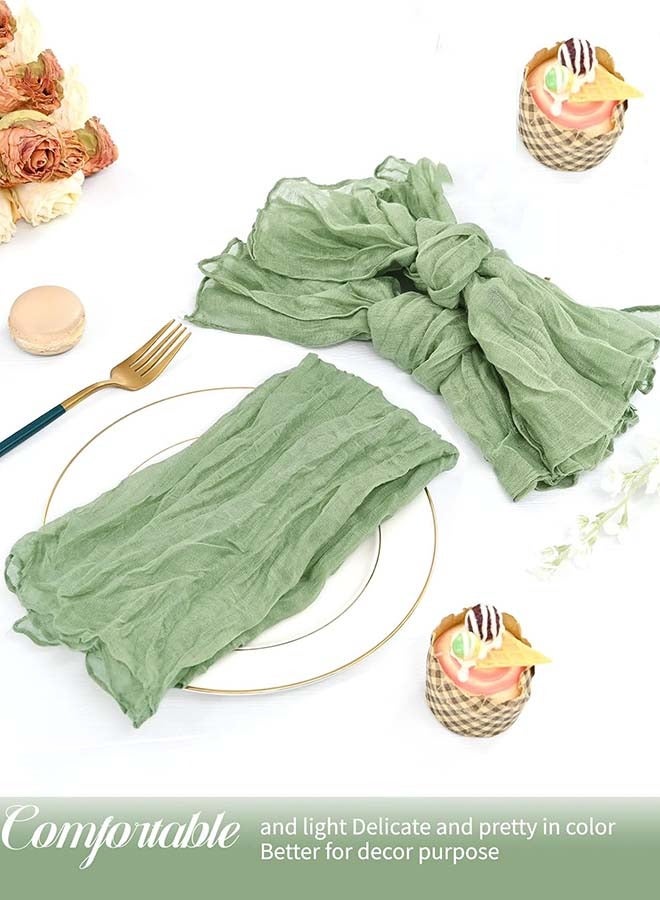 YIM-VIBEHAUS 6 Pieces Cloth Napkins, 20x20 Inch Gauze Napkins, Soft Boho Table Napkins Rustic Wrinkled CheeseCloth Napkins for Wedding Party, Reception, Bridal Shower, Table Decor (Green) - Image 4