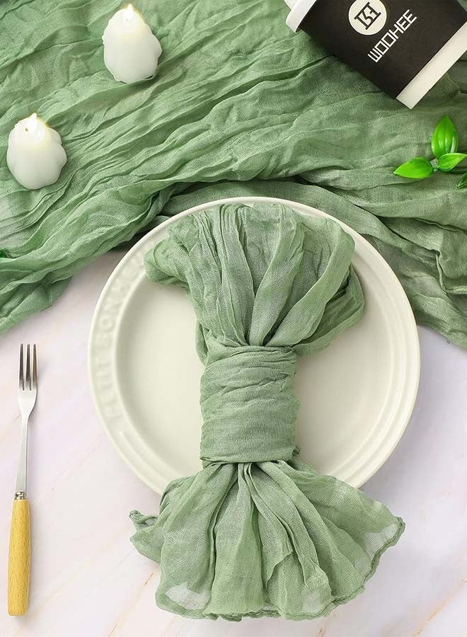 YIM-VIBEHAUS 6 Pieces Cloth Napkins, 20x20 Inch Gauze Napkins, Soft Boho Table Napkins Rustic Wrinkled CheeseCloth Napkins for Wedding Party, Reception, Bridal Shower, Table Decor (Green) - Image 5