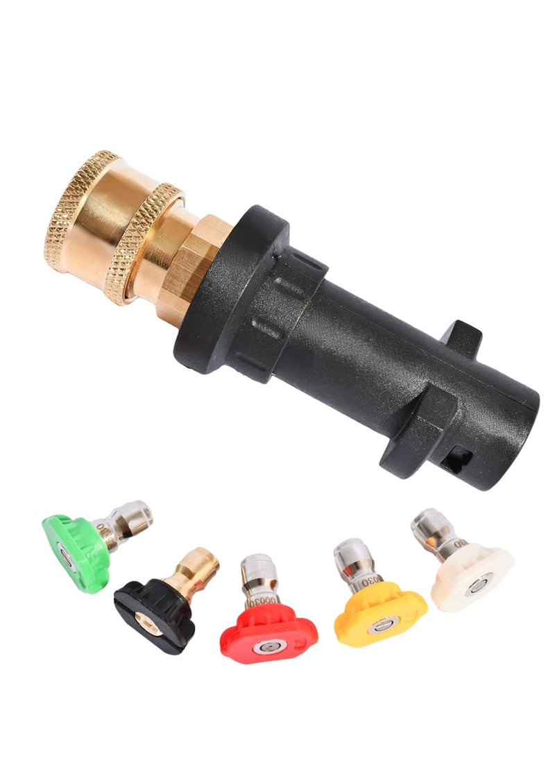 RATSAW Quick Connect 1/4 Inch Pressure Washer Gun Adapter Multi Grade Brass Spray Nozzle Tip Set Female Pressure Washer Fittings Only Compatible with Karcher K2 K3 K4 K5 K6 K7 Foam Gun Parts  - Image 1