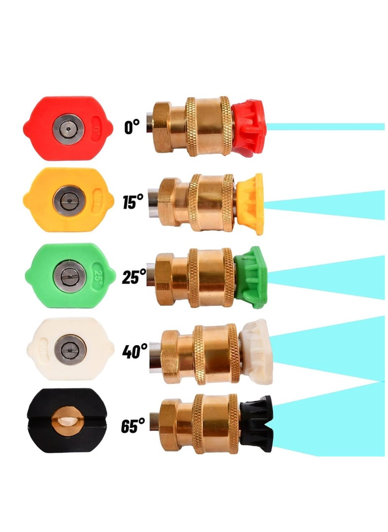 RATSAW Quick Connect 1/4 Inch Pressure Washer Gun Adapter Multi Grade Brass Spray Nozzle Tip Set Female Pressure Washer Fittings Only Compatible with Karcher K2 K3 K4 K5 K6 K7 Foam Gun Parts  - Image 4