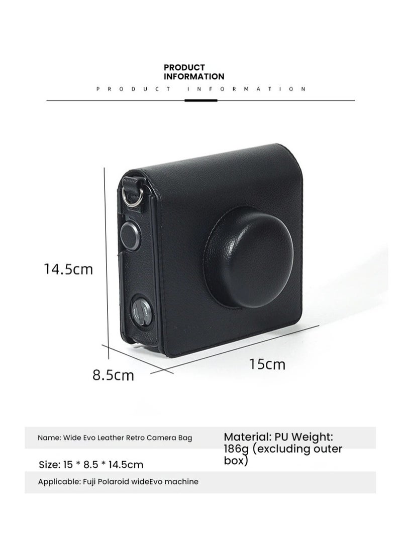 General ‘Classic PU leather case for Fujifilm Mini EVO - with removable front cover, charging slot and adjustable shoulder strap’  - Image 2