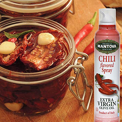 Mantova Extra Virgin Olive Oil Spray Chili Flavored 8 oz. Spray Bottle - Manage Oil Amount - Great For Salads & Cooking - Image 2