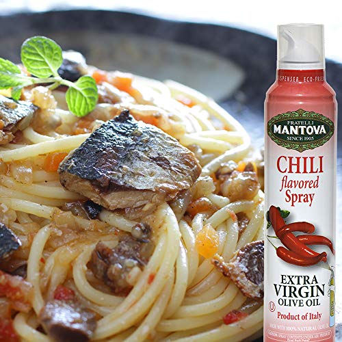 Mantova Extra Virgin Olive Oil Spray Chili Flavored 8 oz. Spray Bottle - Manage Oil Amount - Great For Salads & Cooking - Image 4