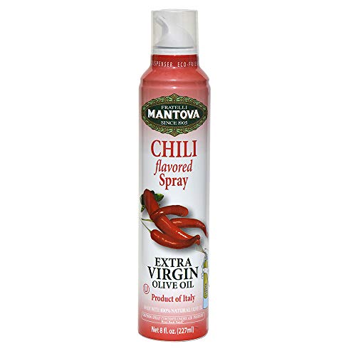 Mantova Extra Virgin Olive Oil Spray Chili Flavored 8 oz. Spray Bottle - Manage Oil Amount - Great For Salads & Cooking - Image 1