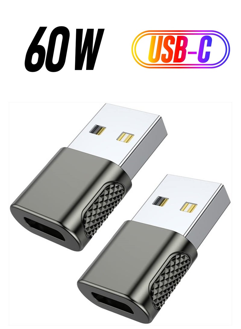AuviPal محول USB C أنثوي إلى USB ذكر 2 حزمة، محول كابل USB نوع C إلى شاحن USB A لساعة آبل ألترا SE سلسلة 8 7، آيفون 14 13 12 11 برو ماكس بلس، آيربودز، آيباد والمزيد - رمادي فضائي - Image 1