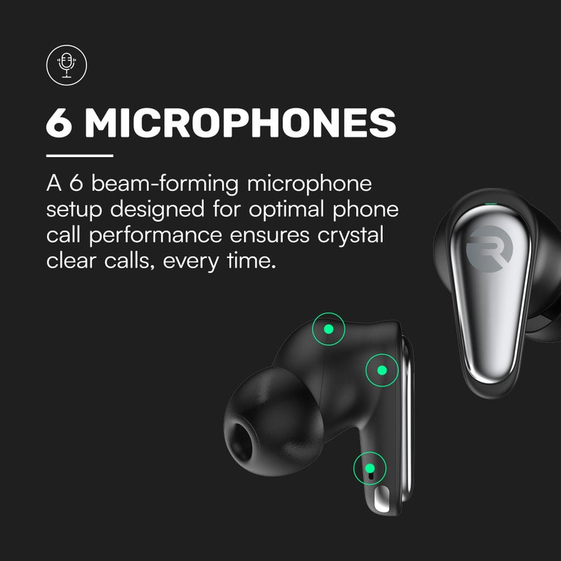 Raycon Pro Earbuds Wireless Bluetooth + 6 Microphones with Hybrid Active Noise Canceling, Sweat & Water-Resistant Earphones, Premium Wireless Ear Buds Bluetooth 40 Hours Playtime (Black) - Image 5