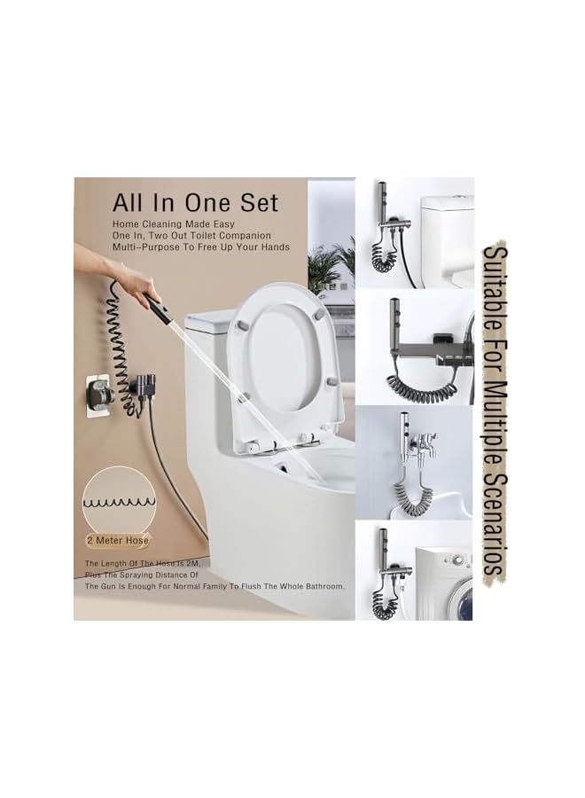 The Bros Stainless Steels Shattaf Set - Handheld Shower Sprayer with 2m Premium Hose and Wall Base, Bidet Spray Bottom Cleaner Spray for Bathroom Washroom (2 modes) - Image 3