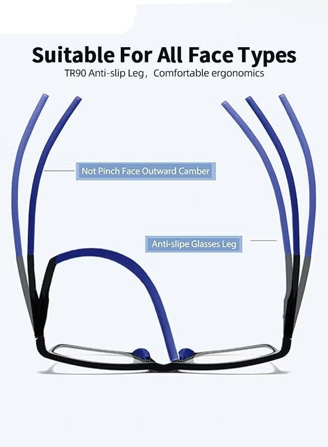 واي جيه نظارات قراءة متعددة البؤر تقدمية إطار مرن وخفيف من TR90 مع حماية من الضوء الأزرق للكمبيوتر للنساء والرجال - Image 3