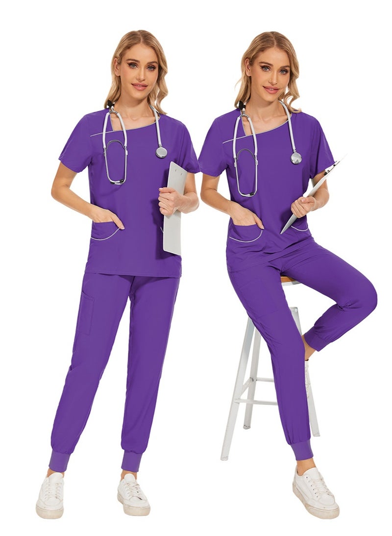 NIBEMINENT Women's Solid Work Thin Casual And Comfortable Nursing Uniform, Color Blocking Design - Image 3