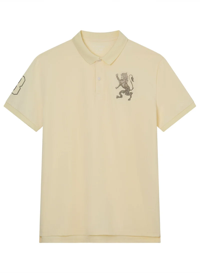 GIORDANO  Men’s Slim Fit 3D Lion Embroidery Lycra Pique Polo for Men | Best Price UAE