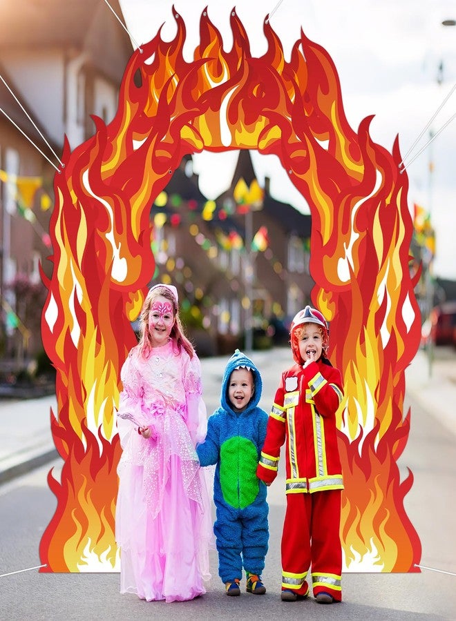 OBUSATT 3Pcs Fire Flame Porch Banners Fire Birthday Party Decorations Flame Hanging Door Cover Banner Firefighter Porch Signs Backdrop for Pentecost Decor Firetruck Rescue Camping Photo Booth Prop Favors - Image 4