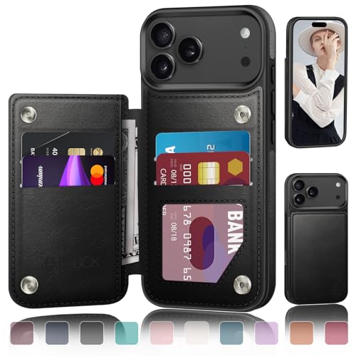 DJDUCK Designed for iPhone 17 Pro Max Case Wallet with Card Holder, [Magnetic Clasp Cover] [RFID Blocking Leather Protection] Shockproof Women Men Cases 6.9 Inch for Apple 17 ProMax Black - Image 1