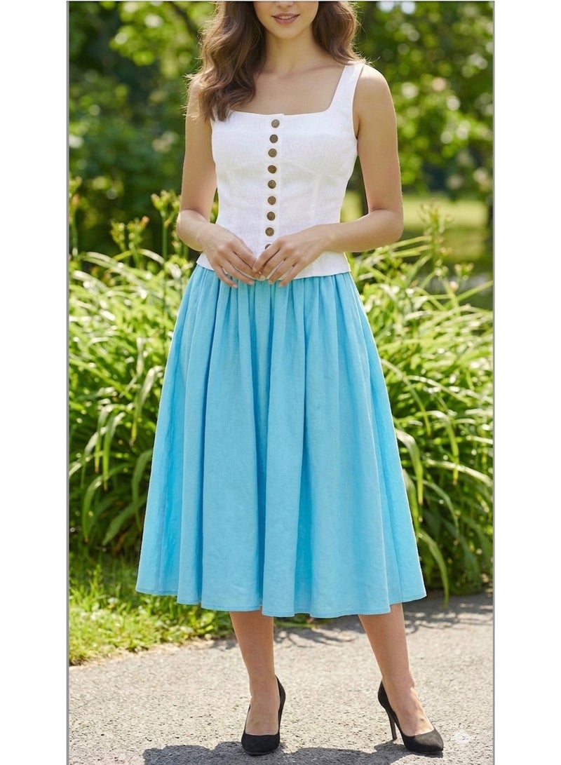 SOLOBUY White top with buttons, sleeveless, 100% cotton - Image 4