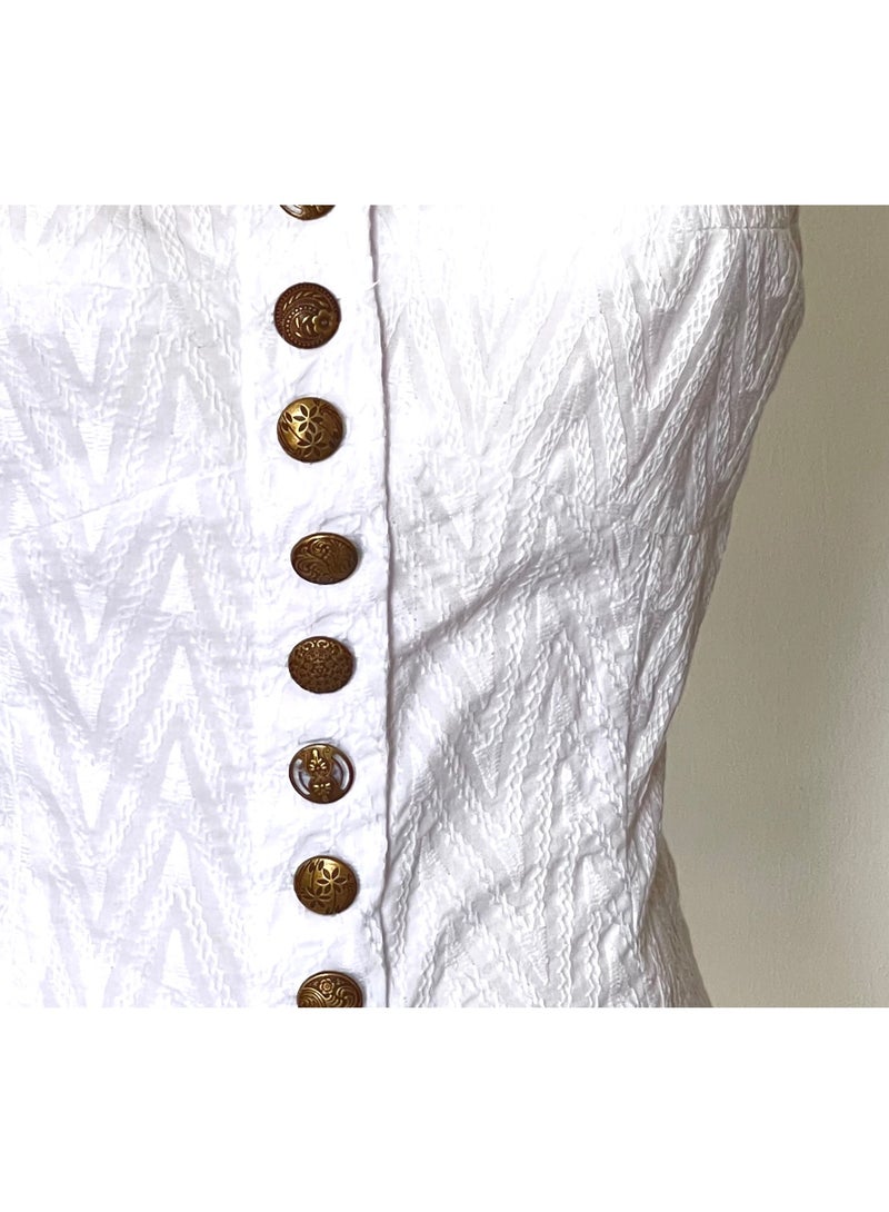 SOLOBUY White top with buttons, sleeveless, 100% cotton - Image 5