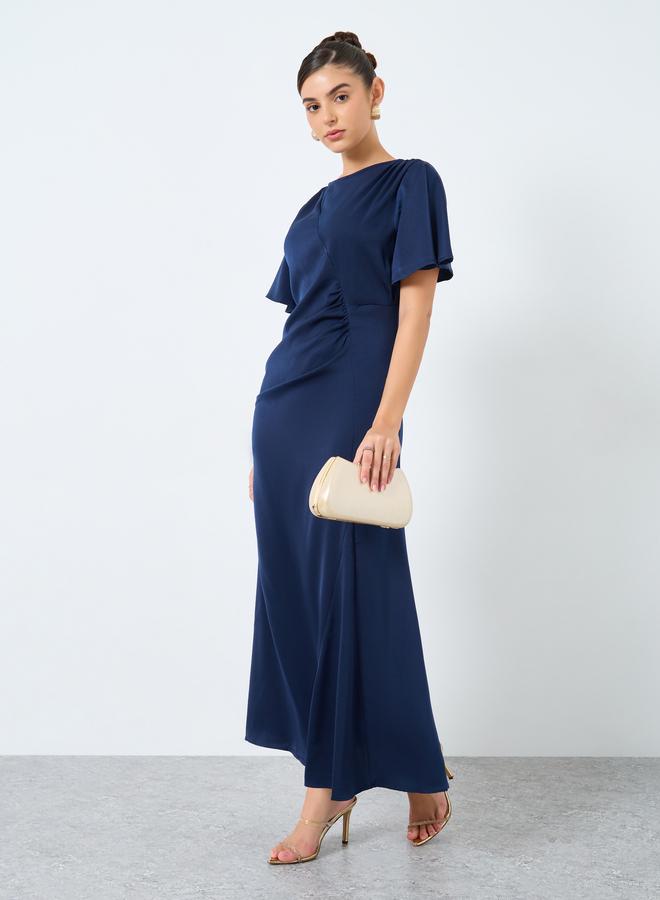 Styli Satin Gathered Detail A-Line Maxi Dress - Image 1