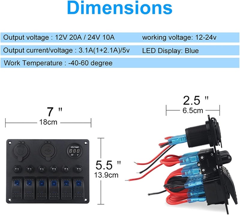 Wivplex 6 Gang Waterproof Marine Switch Panel - Image 3