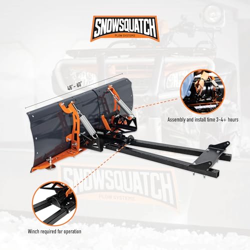 NICHE SNOWSQUATCH Deluxe ATV Snow Plow System 48-60 Inch Adjustable Steel Blade Universal Mount Kit - Image 4
