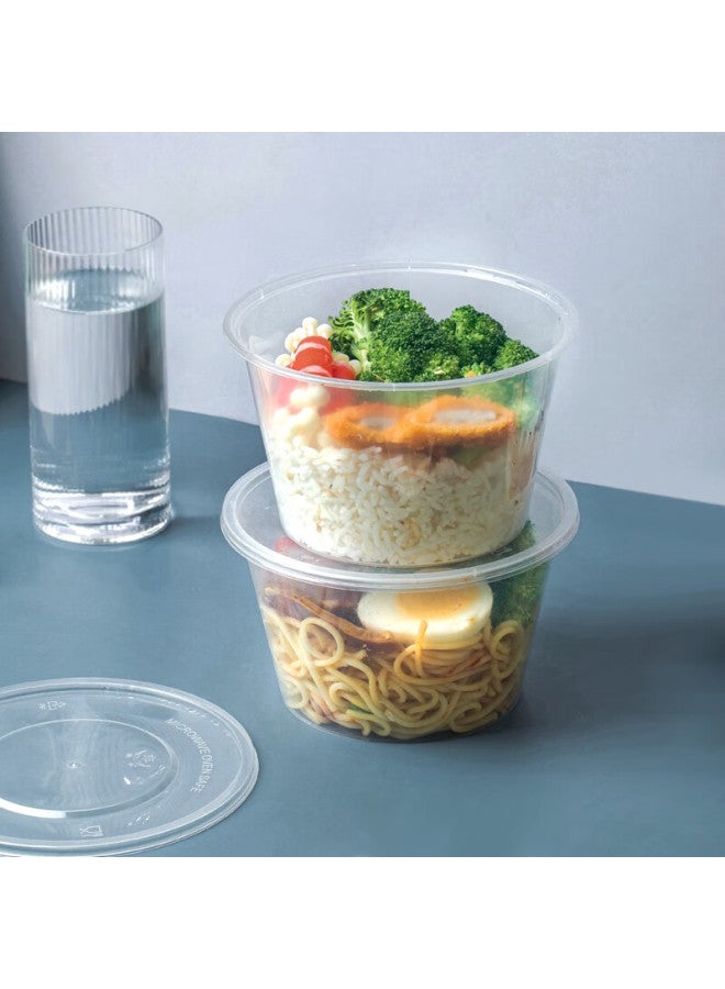 Yata Wutian Disposable Food Containers, Takeout Boxes, Plastic Round Containers With Lids, 1000 Model, 50 Sets, Takeout Soup Bowls - Image 4