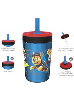 Zak Designs Zak Designs PAW Patrol Kelso Tumbler Set, Leak-Proof Screw-On Lid with Straw, Bundle for Kids Includes Plastic and Stainless Steel Cups with Additional Sipper (Paw Patrol- 3pc) 15 fl oz  - Image 4