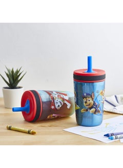 Zak Designs Zak Designs PAW Patrol Kelso Tumbler Set, Leak-Proof Screw-On Lid with Straw, Bundle for Kids Includes Plastic and Stainless Steel Cups with Additional Sipper (Paw Patrol- 3pc) 15 fl oz  - Image 2
