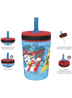 Zak Designs Zak Designs PAW Patrol Kelso Tumbler Set, Leak-Proof Screw-On Lid with Straw, Bundle for Kids Includes Plastic and Stainless Steel Cups with Additional Sipper (Paw Patrol- 3pc) 15 fl oz  - Image 3