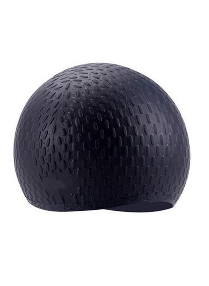 Silicone Swim Cap Non-Slip Large Swimming Caps for Long Hair Unisex Bathing Cap (Black) - Image 2