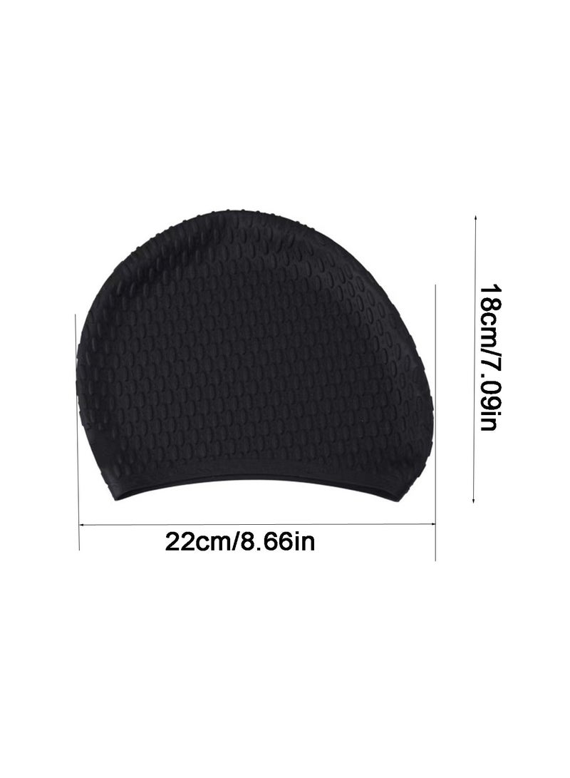 Silicone Swim Cap Non-Slip Large Swimming Caps for Long Hair Unisex Bathing Cap (Black) - Image 5