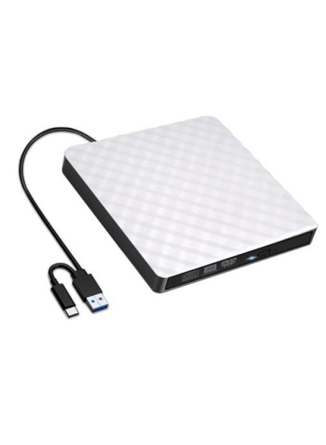 Spot USB 3.0 External Optical Drive CD DVD Disc Burner Computer Notebook Mobile Burning Optical Drive-Color:Dual Interface Burn-White - Image 1