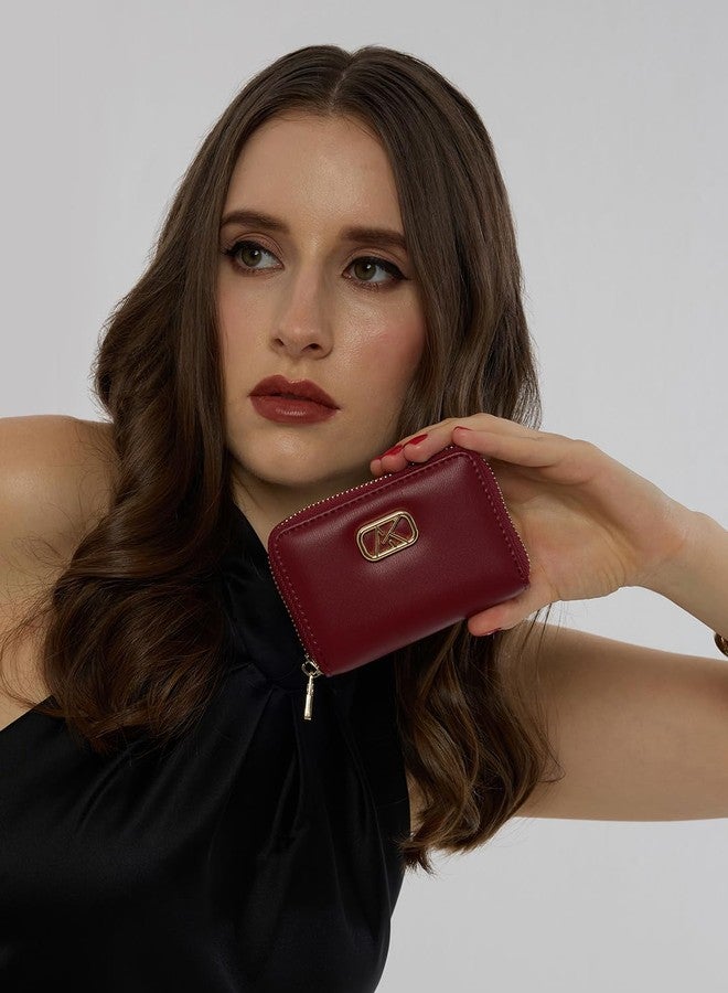Akiki London Women's Kingsbury 11 Small Zip Around Wallet|12 card slots|Premium Vegan Leather|Easy to Fit in Pocket|Minimal yet Functional|Compact Ladies Wallet - Image 2