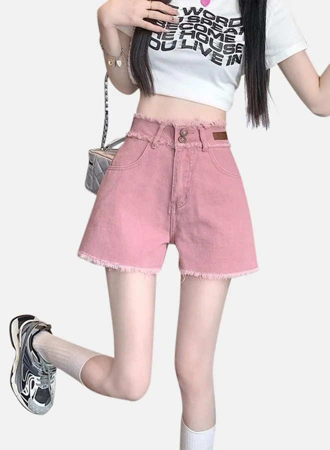يونيكي Pink High-Rise Denim Shorts