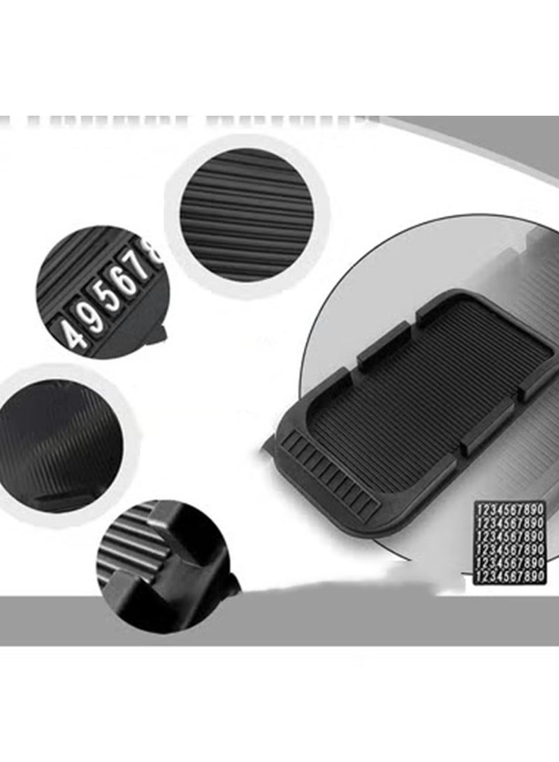 Generic Car Dashboard Cell Phone Holder, Anti-Slip Pad Double-Groove with Number Plate Auto Silicon Tray  - Image 2