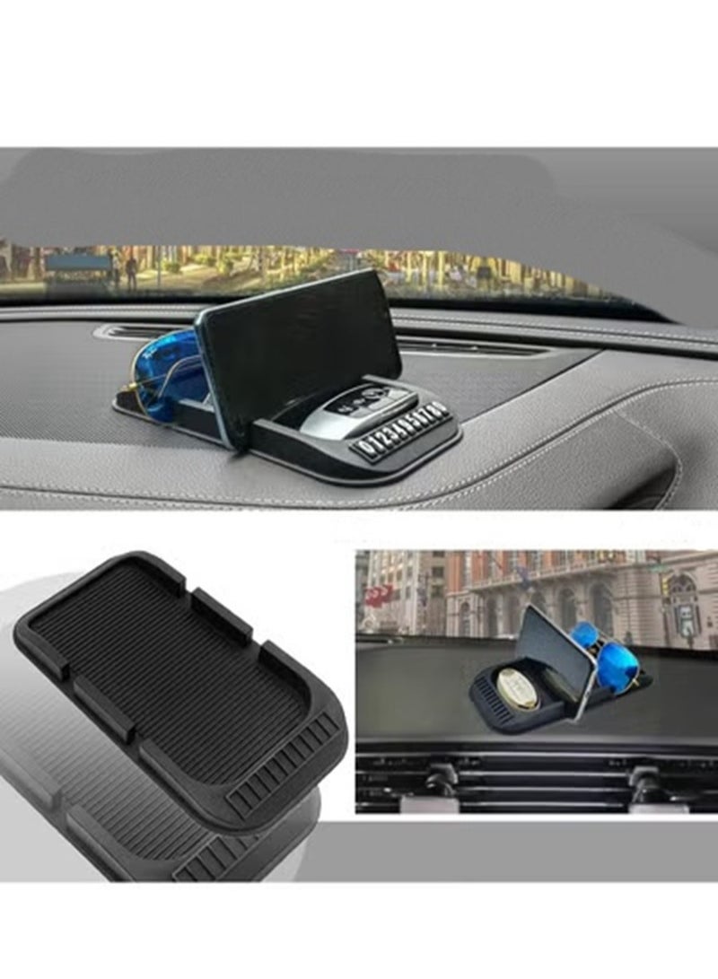 Generic Car Dashboard Cell Phone Holder, Anti-Slip Pad Double-Groove with Number Plate Auto Silicon Tray  - Image 5
