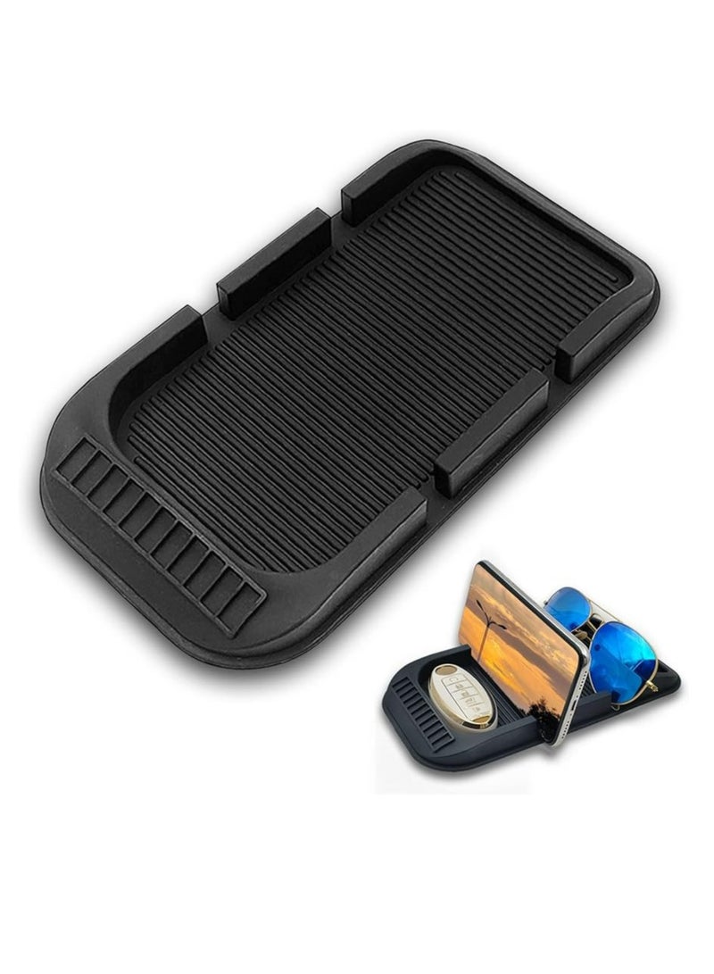 Generic Car Dashboard Cell Phone Holder, Anti-Slip Pad Double-Groove with Number Plate Auto Silicon Tray  - Image 1