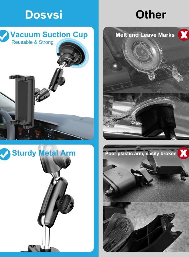 Dosvsi Z Fold Car Holder, [Super Suction Cup] Dashboard Windshield Mount for Foldable Phone, 360° Metal Arm Truck Tablet Phone Stand for Galaxy Z Fold 7 6 5 4 3 2, Pixel Fold, 4-13" iPad, Tab, iPhone - Image 2