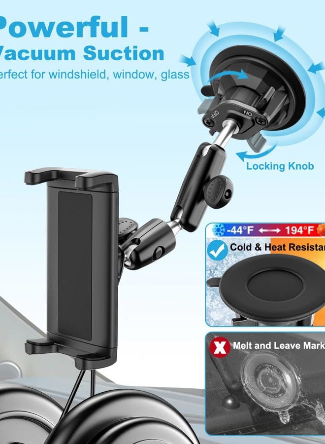 Dosvsi Z Fold Car Holder, [Super Suction Cup] Dashboard Windshield Mount for Foldable Phone, 360° Metal Arm Truck Tablet Phone Stand for Galaxy Z Fold 7 6 5 4 3 2, Pixel Fold, 4-13" iPad, Tab, iPhone - Image 4