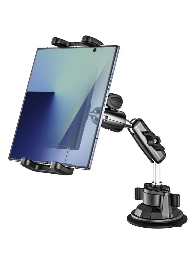 Dosvsi Z Fold Car Holder, [Super Suction Cup] Dashboard Windshield Mount for Foldable Phone, 360° Metal Arm Truck Tablet Phone Stand for Galaxy Z Fold 7 6 5 4 3 2, Pixel Fold, 4-13" iPad, Tab, iPhone - Image 1