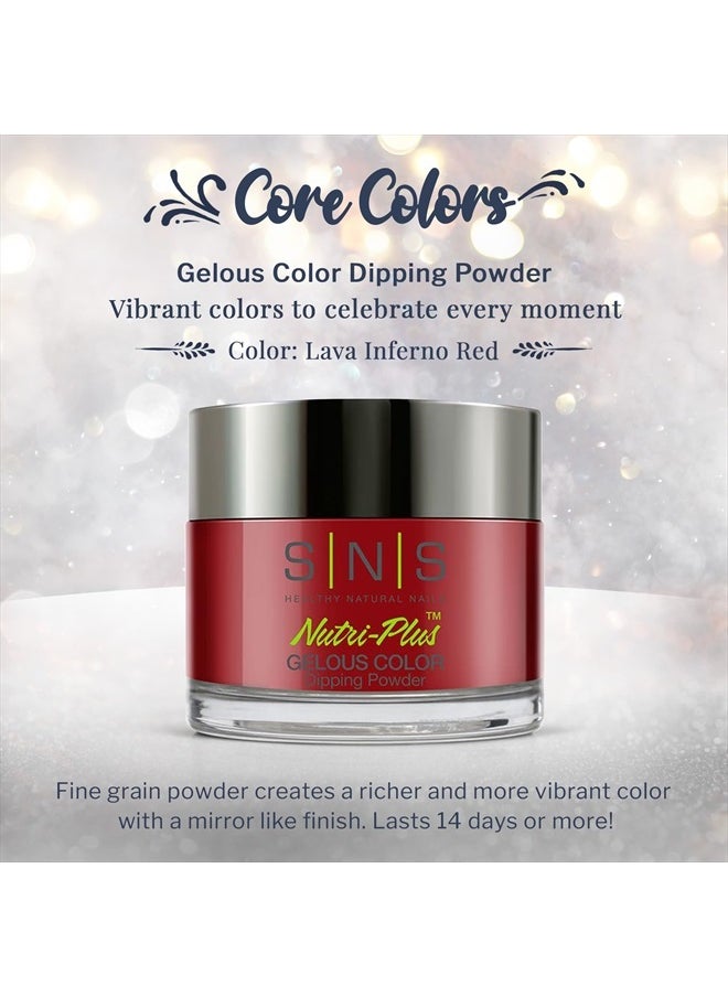 SNS Healthy Natural Nails - SNS Nail Dip Powder, Gelous Color Dipping Powder - Lava Inferno Red (Red/Burgundy, Cream) - Long-Lasting Dip Nail Color Lasts 14 Days - Low-Odor & No UV Lamp Required - 1oz - Image 1