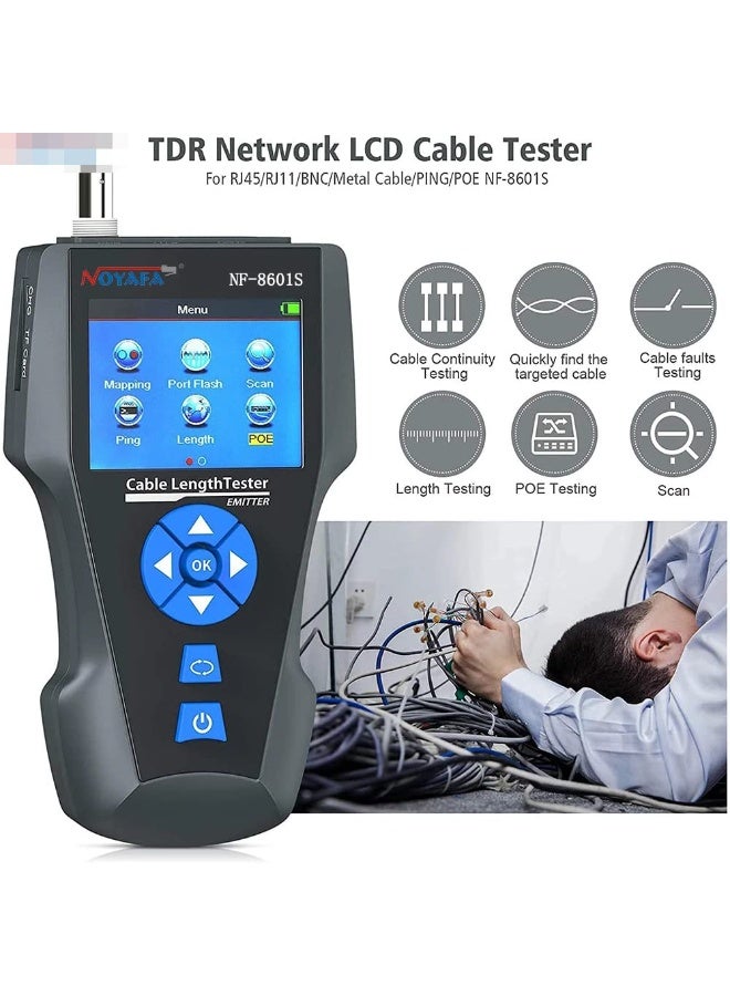 NOYAFA NF-8601S TDR Cable Tester For Network/BNC Coaxial/Telephone Cables with Troubleshooting Features of Length, Distance to Fault, Graphic Wire Mapping, Opens, Shorts, PoE, PING - Image 4