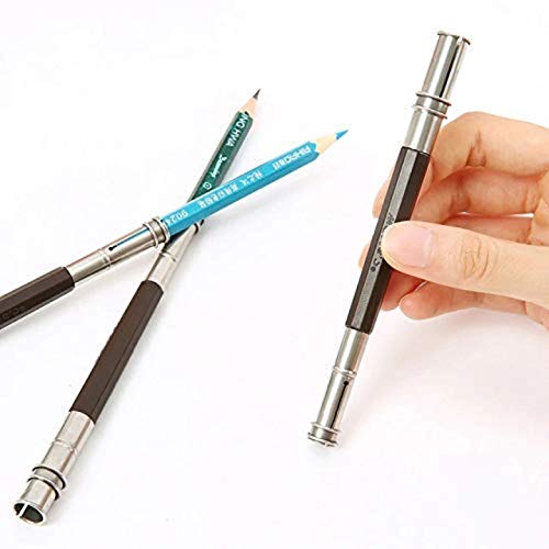 Qatalitic Pencil Extender/Lengthener With Metal Heads (Pack Of 2) | Adjustable Handy Pencil Holder For Schools, Office, Eyeliners, Sketching, Writing And Diy Art & Crafts, Multicolor - Image 1